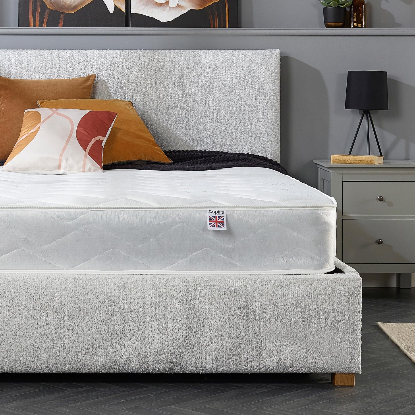 Aspire Beds Cirrus White 3 Sleep Comfort Layers & AC Aspire-Cool Touch Sleep Surface Hybrid Bonnell 500 Sprung & Memory Foam Premium Economy Mattress