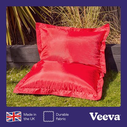 Bean Bag Bazaar Kids Bean Bag, Red, Indoor Outdoor Water-Resistant Fabric, Beanbag with Filling Included, 120cm x 100cm, Outdoor Floor Cushion, Kids