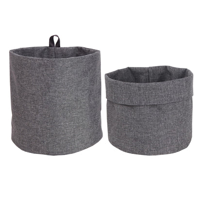Bigso Box of Sweden Hanging Basket Storage - Round Wall Storage Box with Loop and Linen Look