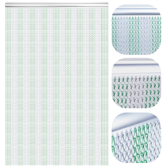 Lymmiytc Chain Door Screen 90 x 210cm Aluminium Chain Curtain for Doorways Decoration, Metal Fly Screens Insect Blinds Pest Control (Green & Silver)