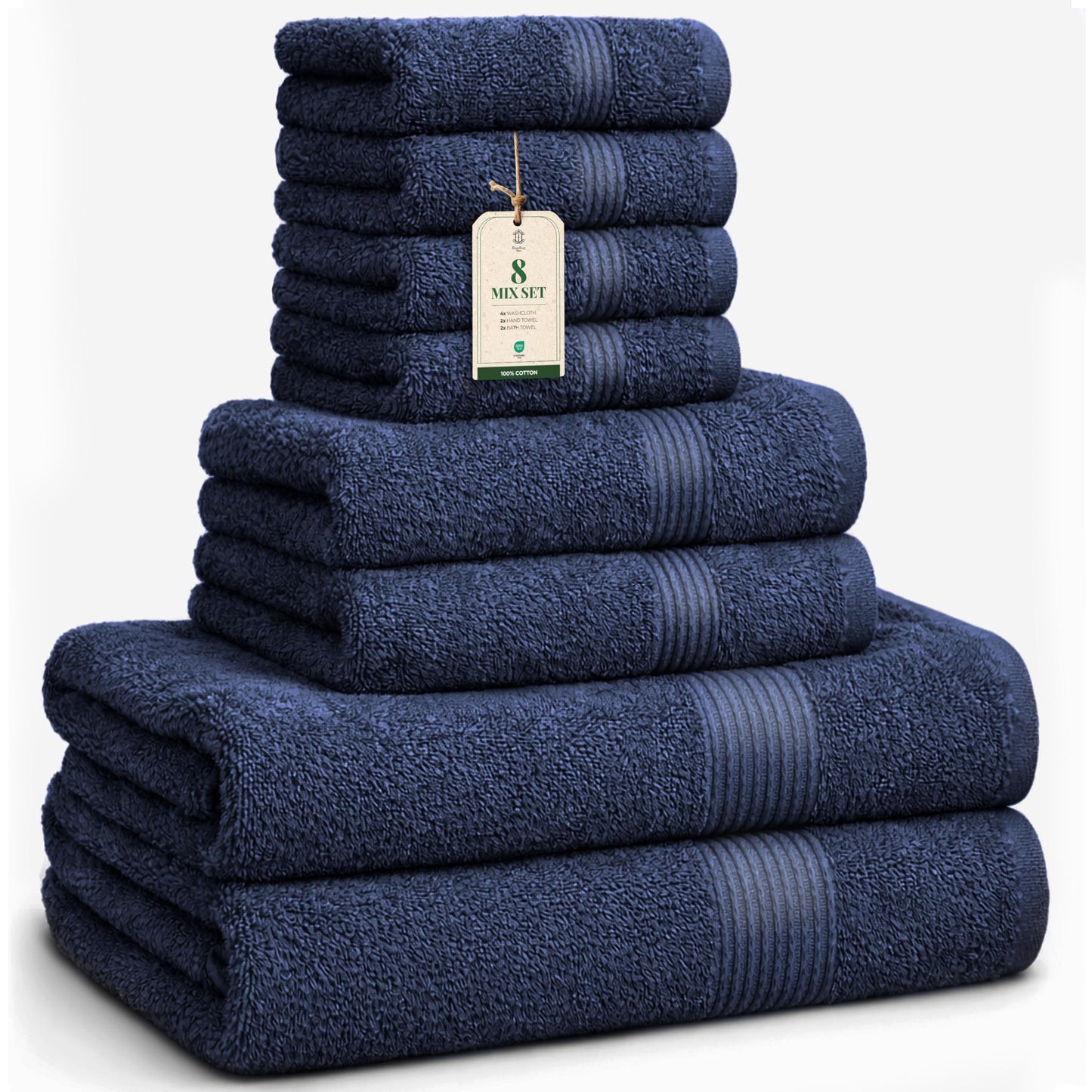 HomeBurg Luxe Set – Washcloths (30 x 30cm), Hand Towels (40 x 70cm) & Bath Towels (65 x 137 cm) – 100% Cotton, Soft, Absorbent, Easy Care, Versatile