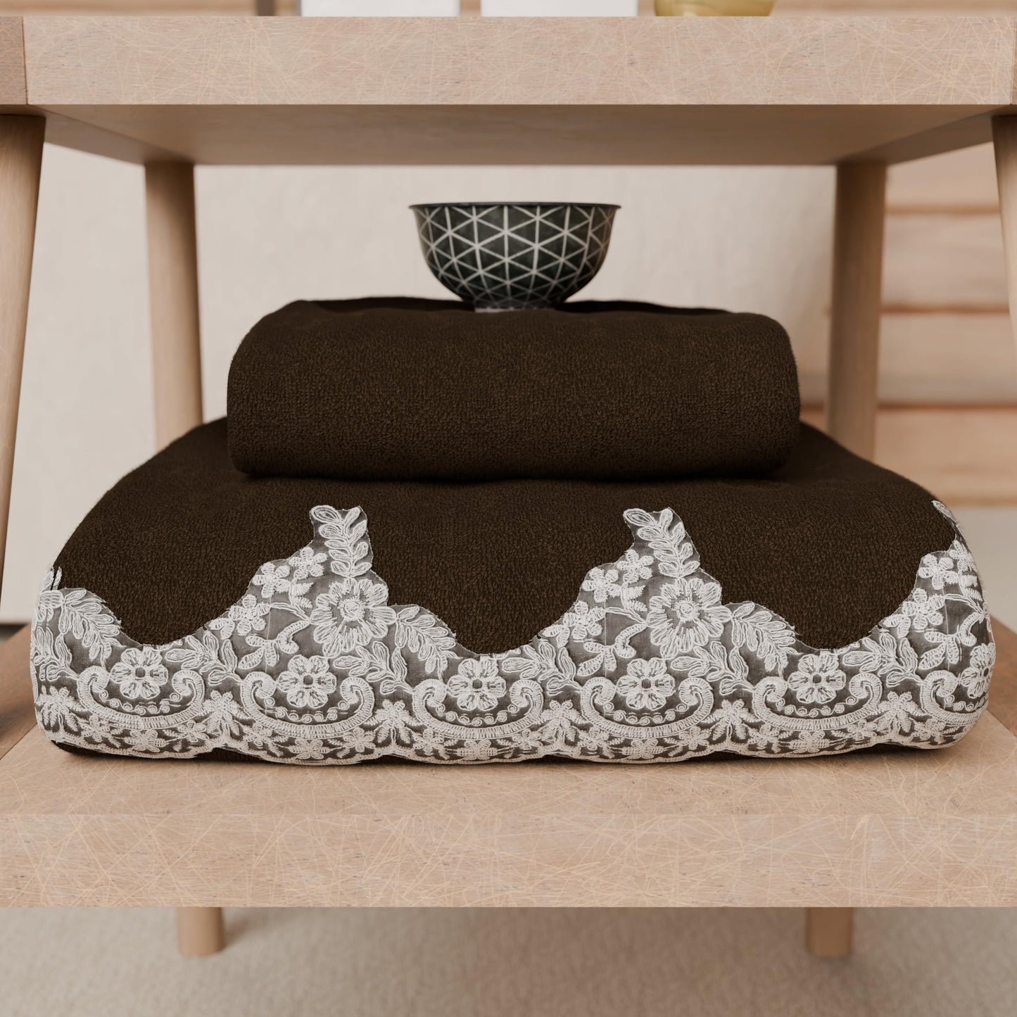 PETTI Artigiani Italiani - 100% Cotton Terry Bath Towels, 1+1 Towel Set, 2 Pieces, 1 Face Towel and 1 Hand Towel, Brown