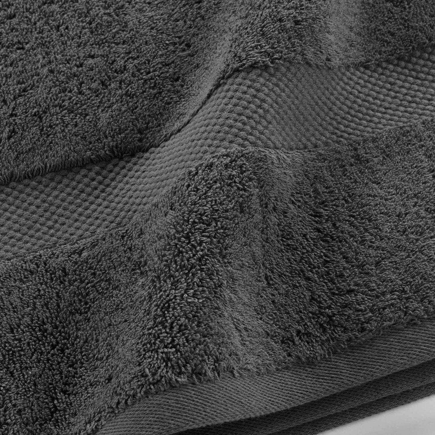 Douceur d'Intérieur, Elegance Set of 4 Shower Towels 70 x 130 cm Plain Terry Cloth Anthracite