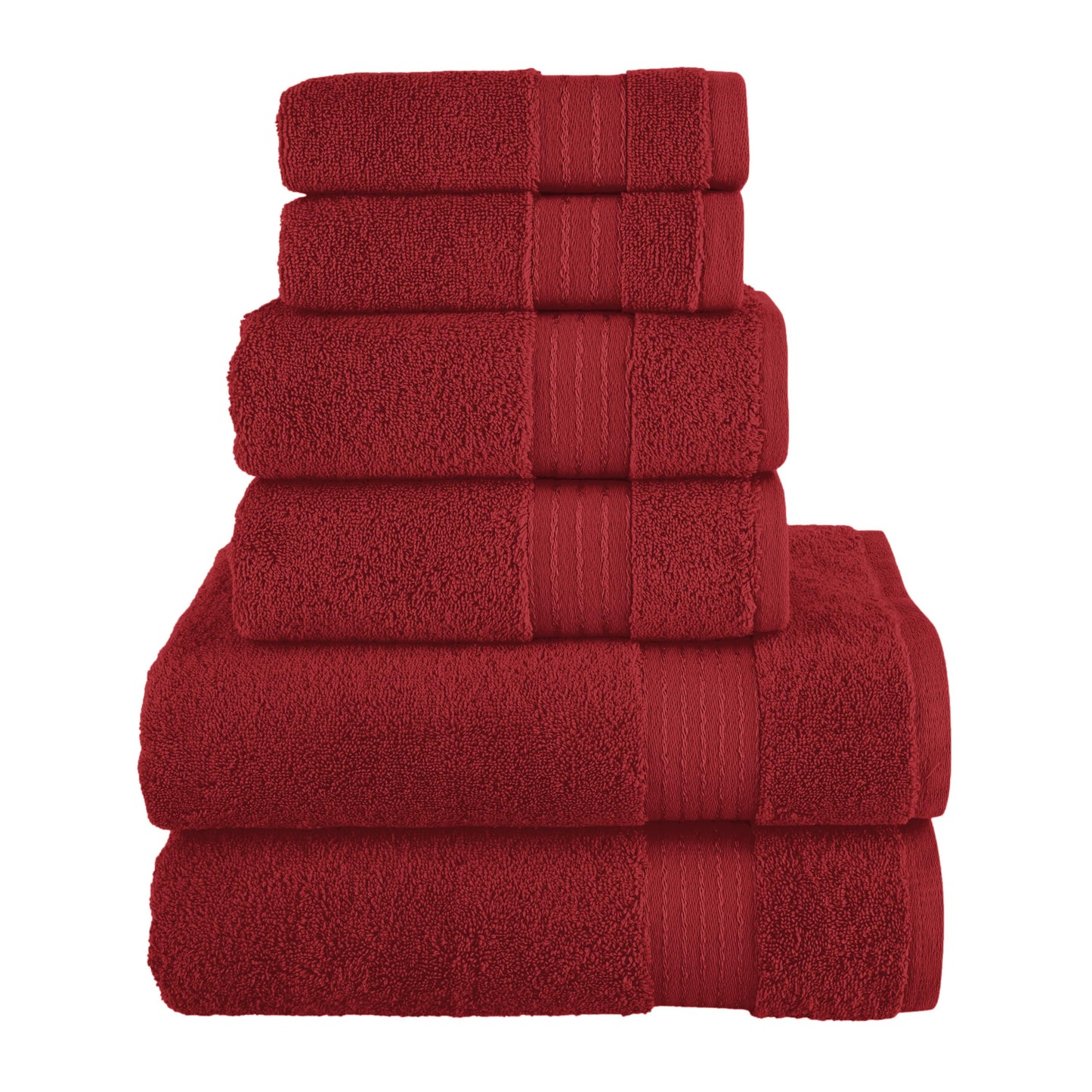 Elegant Comfort Premium Cotton 6-Piece Towel Set, Includes 2 Washcloths, 2 Hand Towels and 2 Bath Towels, 100% Turkish Cotton