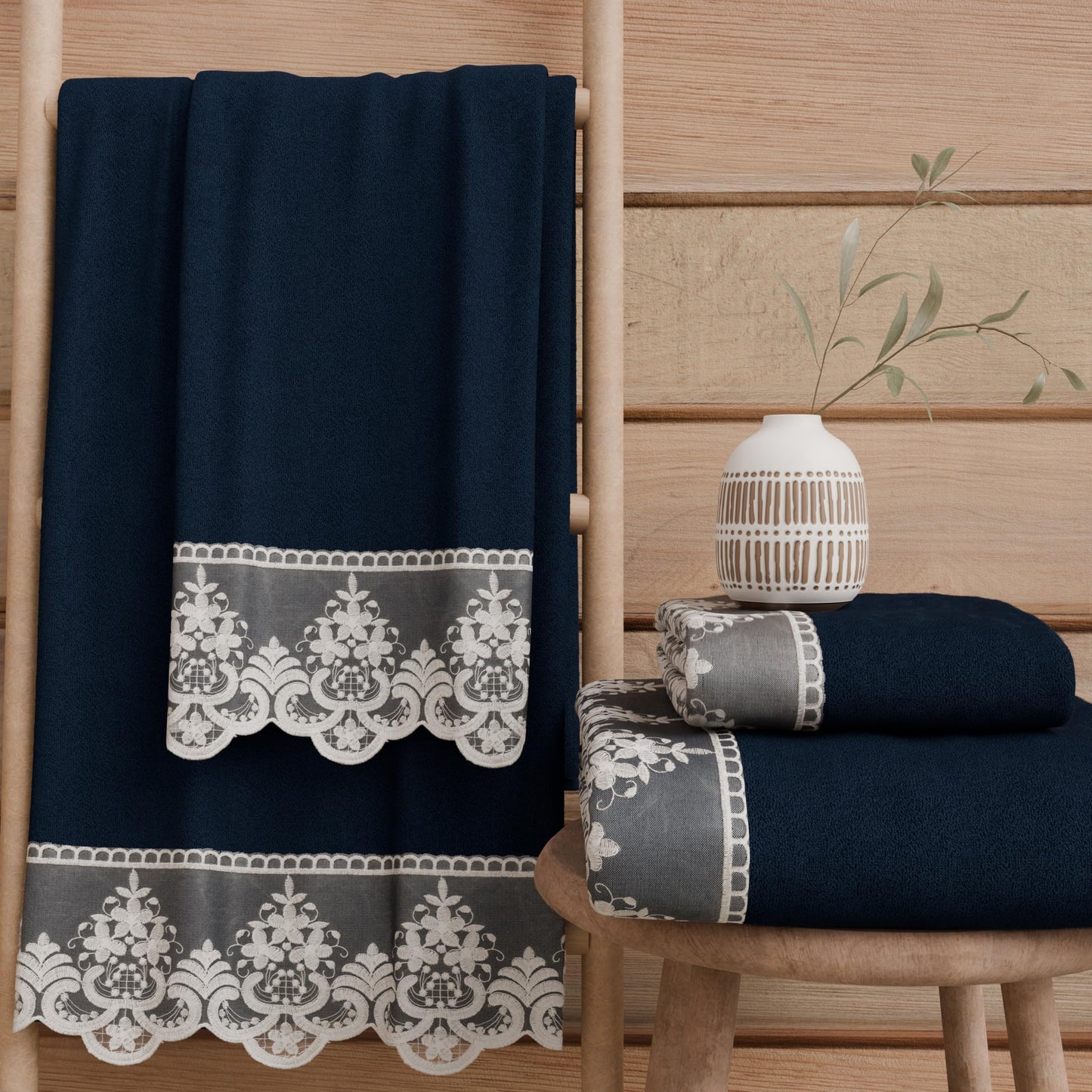 PETTI Artigiani Italiani - 100% Cotton Terry Bath Towels, 1+1 Towel Set, 2 Pieces, 1 Face Towel and 1 Hand Towel, Blue