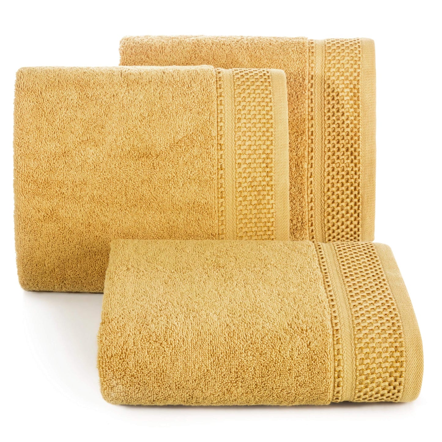 Eurofirany Carlo Bath Towel Set Hand Towel Sauna Towel Pattern - Absorbent, 100% Cotton 580g/m, Pack of 3 and 6, Rapeseed Yellow, 50 x 90 cm, 6