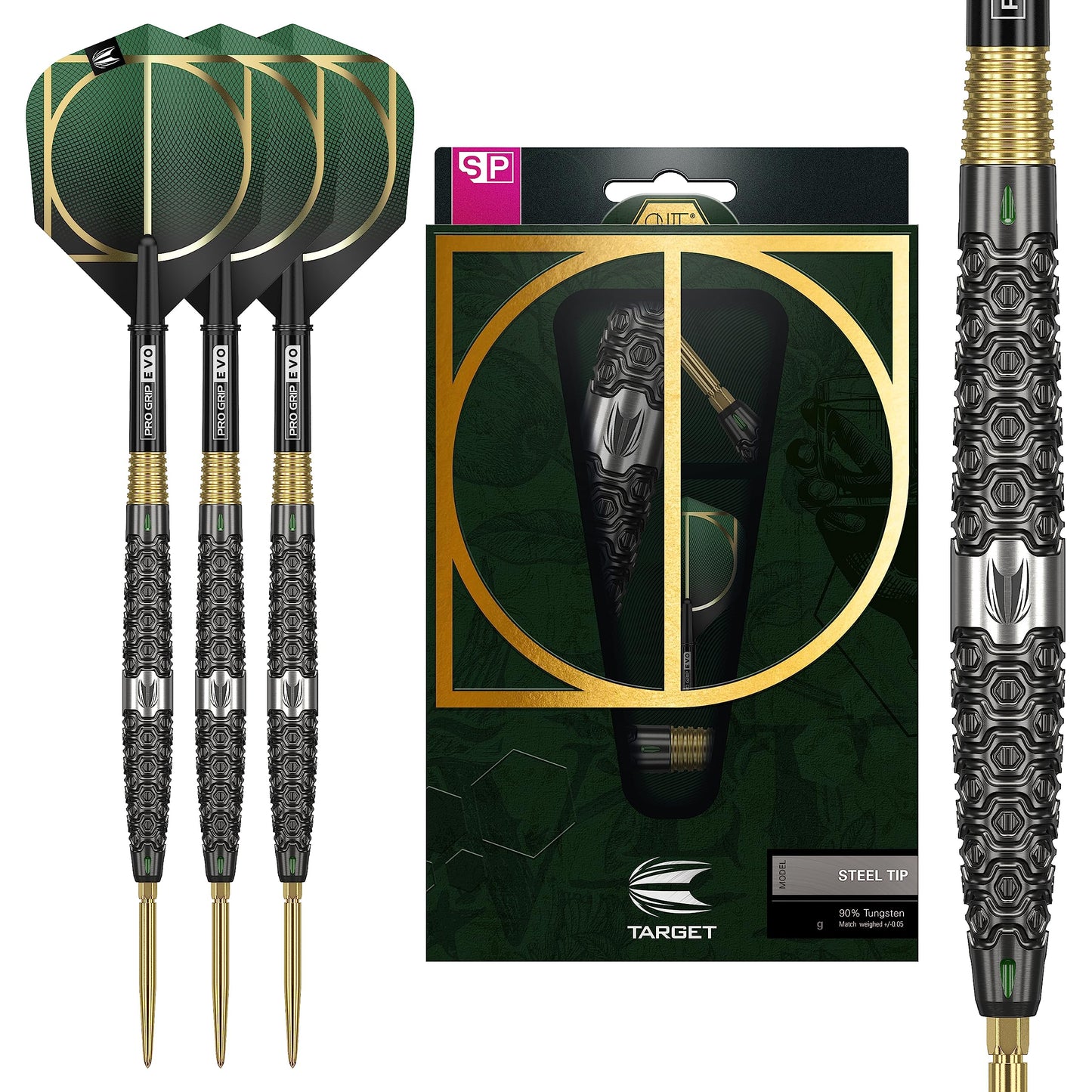 TARGET Darts Cult 01 90% Tungsten Swiss Point Steel Tip Darts Set, 21G | Swiss Point Dart Set, Tungsten Barrel, Professional Darts Set, Swiss Point