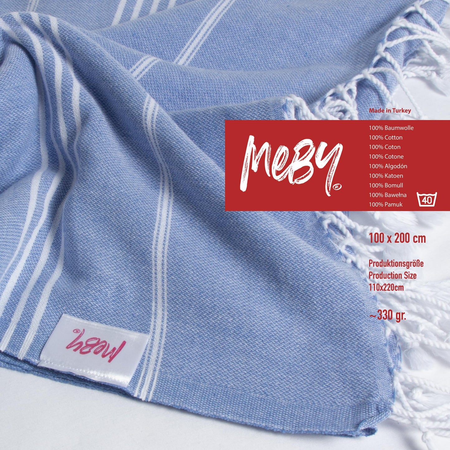 MEBY Set of 2 XXL Sauna Towels (100 x 200 cm) Beach Towel, Bath Towel, Turkish Hammam Towel, Hand Towel. 100% Cotton (Salmon & Petrol Blue)