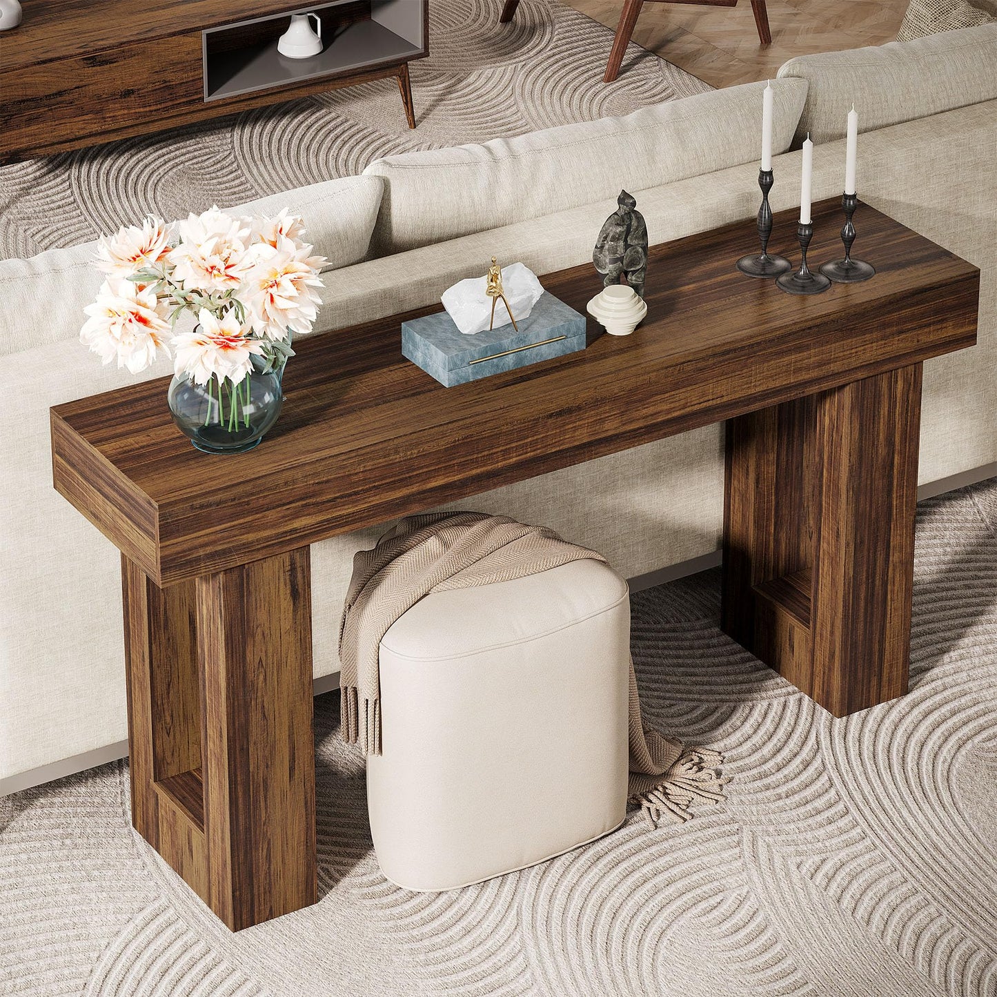 Tribesigns 160 cm Long Console Table, Wooden Rectangular slim Console Table Behind Sofa, Farmhouse Entryway Table for Entrance, Hallway, Living Room