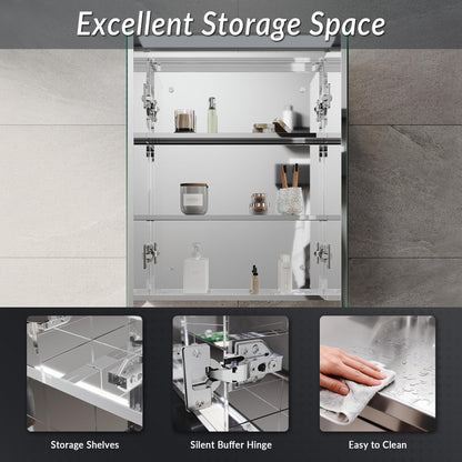 ELEGANT Bathroom Mirror Cabinet with LED Makeup Light, 800 x 600 mm