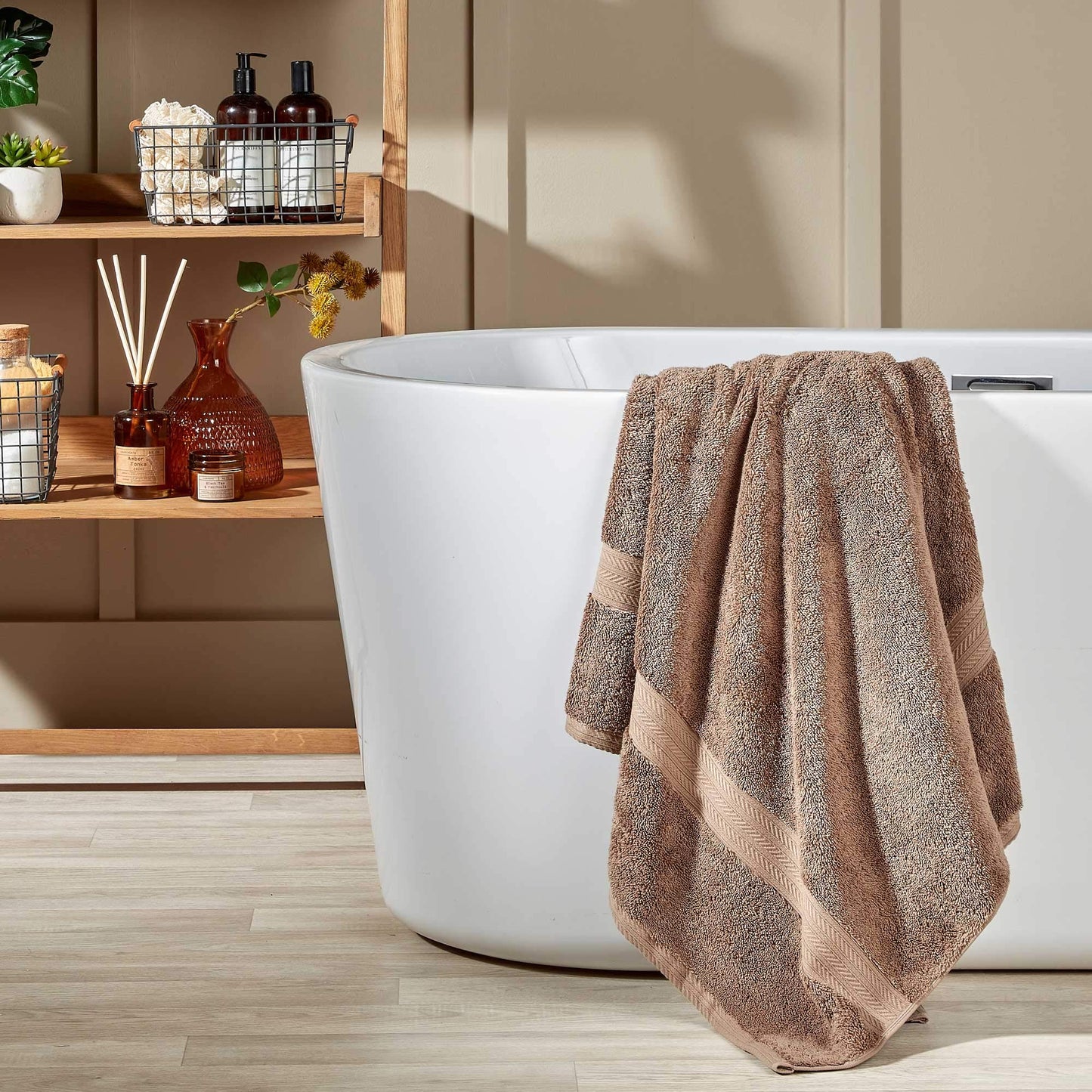 Christy Renaissance 2 Bath Sheets Set | Mink Brown | 100% Egyptian Cotton Pile | Luxuriously Soft and Super Absorbent | 675 GSM
