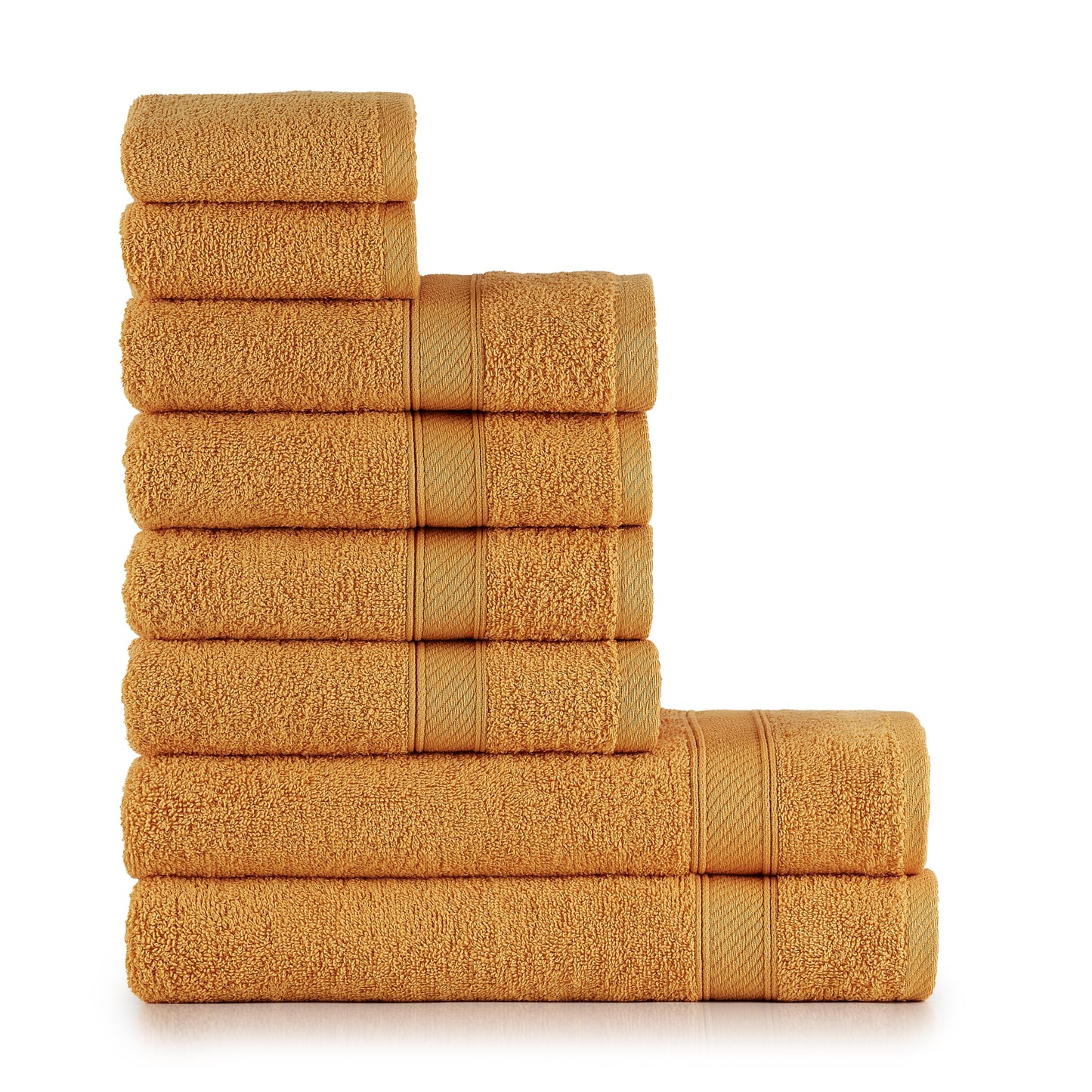 nottoc Hand Towel Set Orange 8-Piece / 2 Bath Towels 70 x 140 cm + 4 Hand Towels 50 x 90 cm + 2 Guest Towels 30 x 50 cm