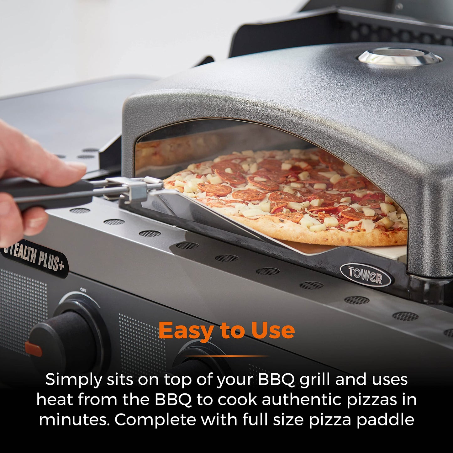 Tower T978517 Pizzazz Pizza Oven with Paddle and Carry Bag, Suitable for 10" Pizzas Black