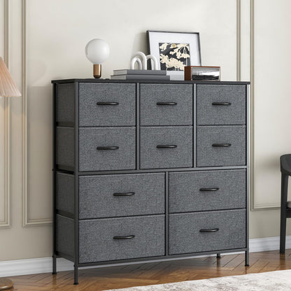 GoaHi Chest of Drawers, Large Dressers with Metal Frame and MDF Wooden Top Board, Adjustable Feet, Anti-Tip Safety