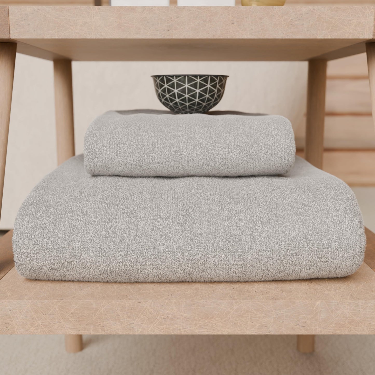 PETTI Artigiani Italiani - 100% Cotton Terry Bath Towels, 3+3 Towel Set, 6 Pieces, 3 Face Towels and 3 Hand Towels, Light Grey Towels