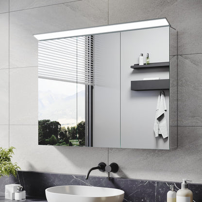 ELEGANT Bathroom Mirror Cabinet with LED Makeup Light, 800 x 600 mm