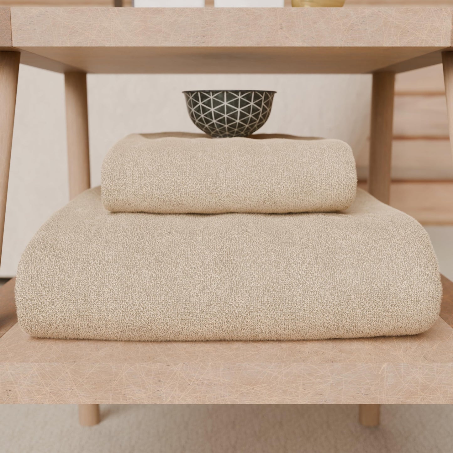 PETTI Artigiani Italiani - 100% Cotton Terry Bath Towels, 2+2 Towel Set, 4 Pieces 2 Face Towels and 2 Hand Towels, Beige Towels