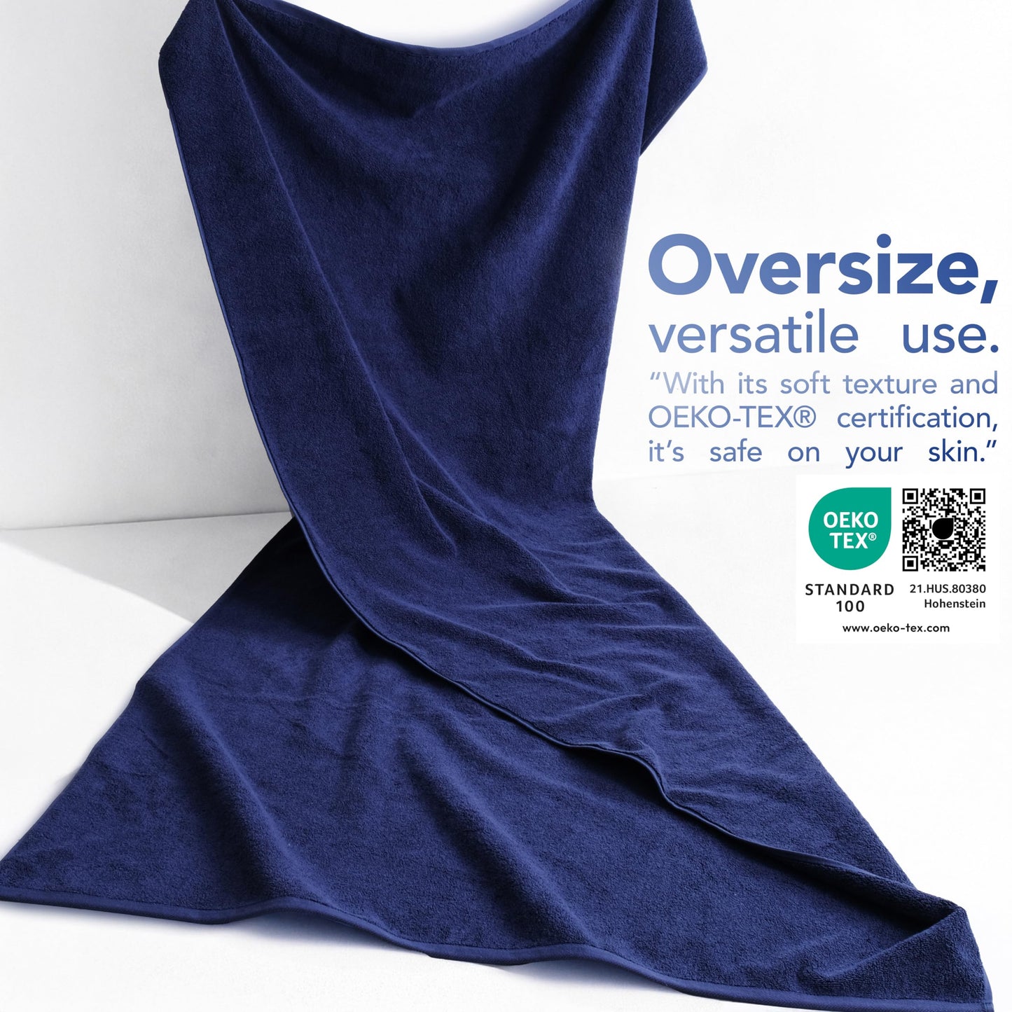 American Soft Linen Oversized Bath Sheet 40x80 Extra Large for Bathroom, 100% Cotton Turkish Jumbo Bathsheet Towels for Adults, Navy Blue Bath Sheet