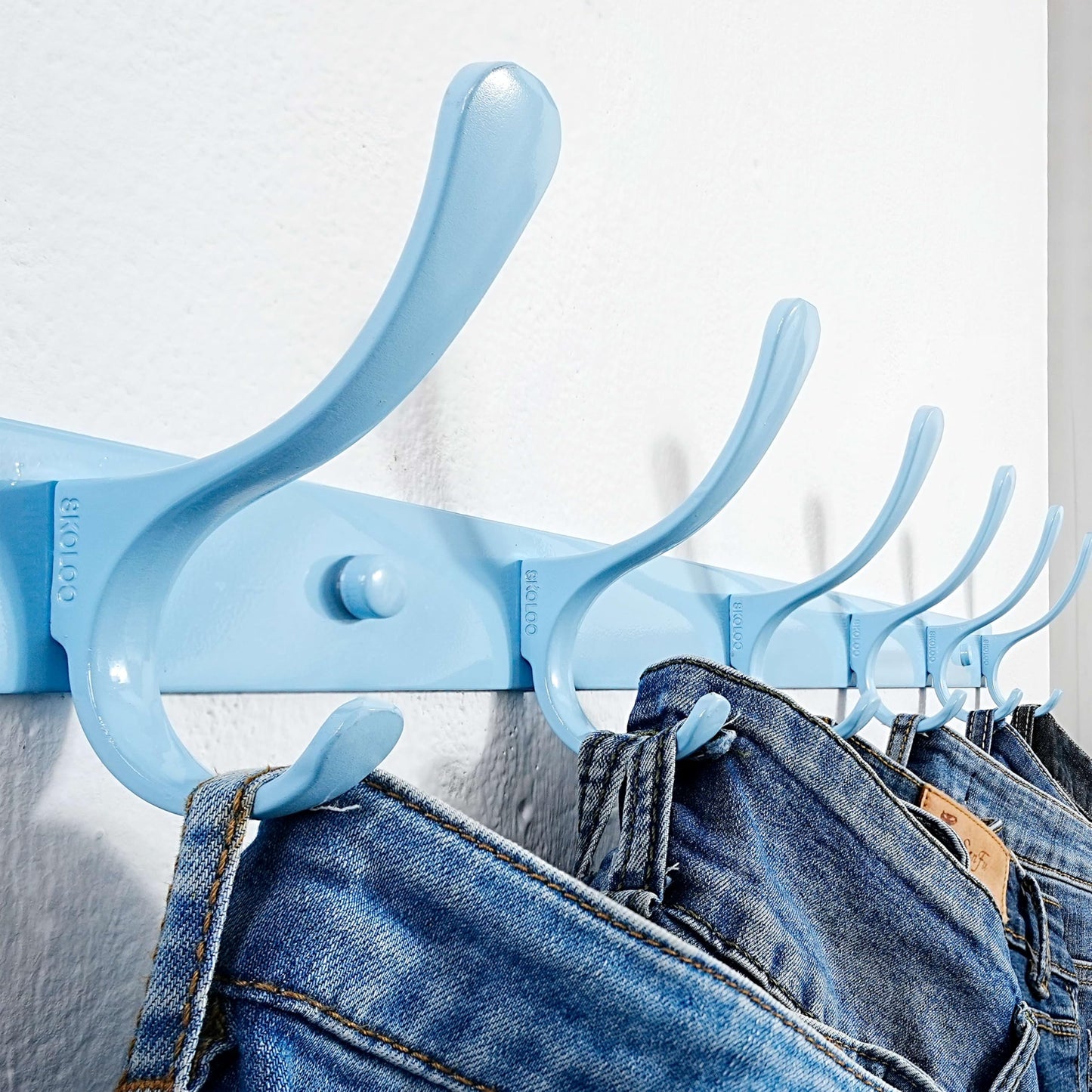 SKOLOO Coat Rack Wall Mounted - 6 Hooks, Heavy Duty, Stainless Steel, Metal Wall Coat Hanger, Sturdy Wall Hooks for Hanging Coat, Jacket, Clothes