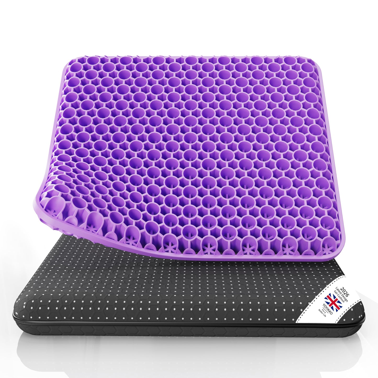 YOYIKKO Gel seat cushion, breathable design gel cushion, relieve back pain pressure, suitable for car office home wheelchair chair kit (violet-94)