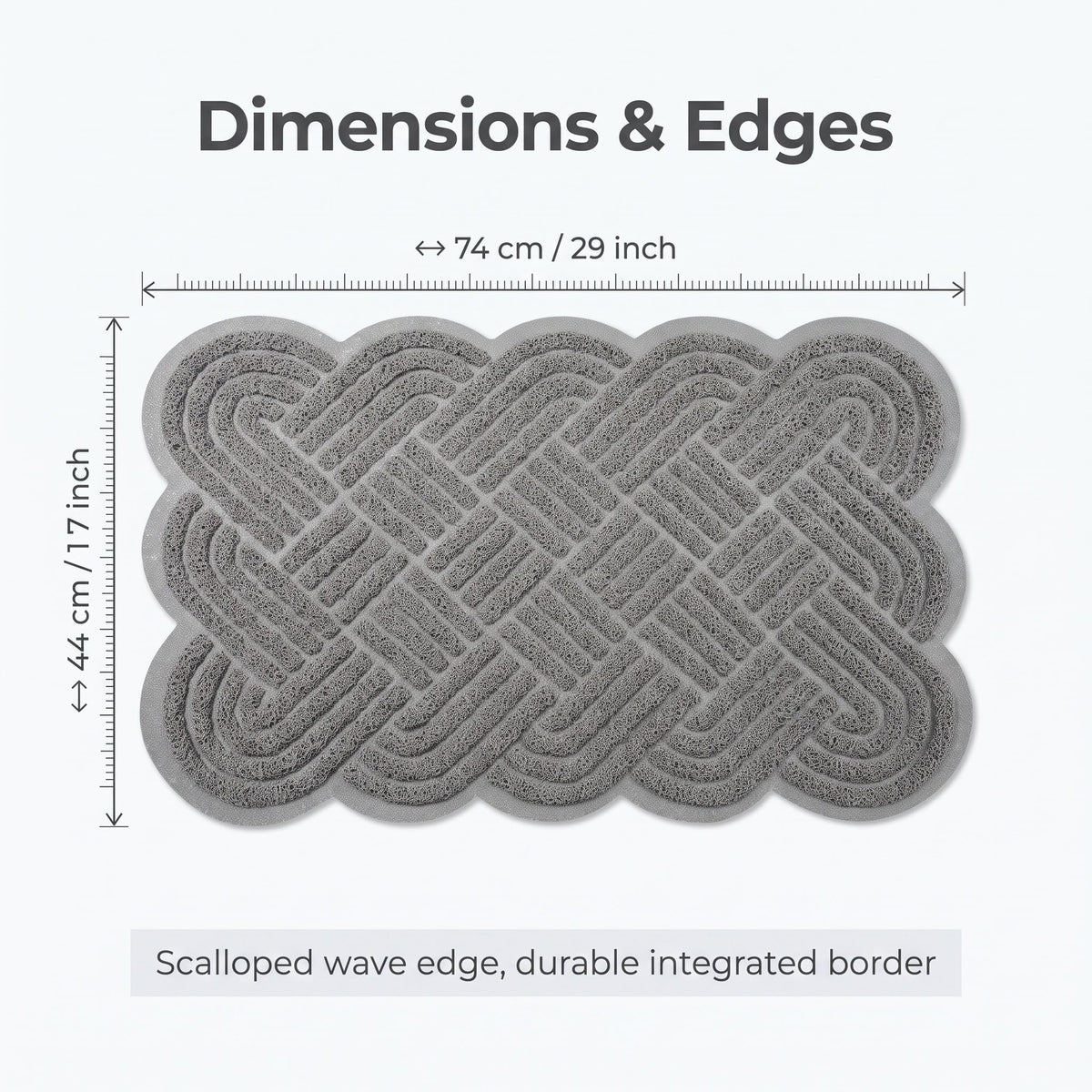 Shower Mat Non Slip Anti Mould, 44 x 74 cm 3D Woven Embossed Bath Mat with Drain, Soft PVC Loofah Shower Mats for Inside Shower, Wet Areas
