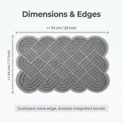 Shower Mat Non Slip Anti Mould, 44 x 74 cm 3D Woven Embossed Bath Mat with Drain, Soft PVC Loofah Shower Mats for Inside Shower, Wet Areas
