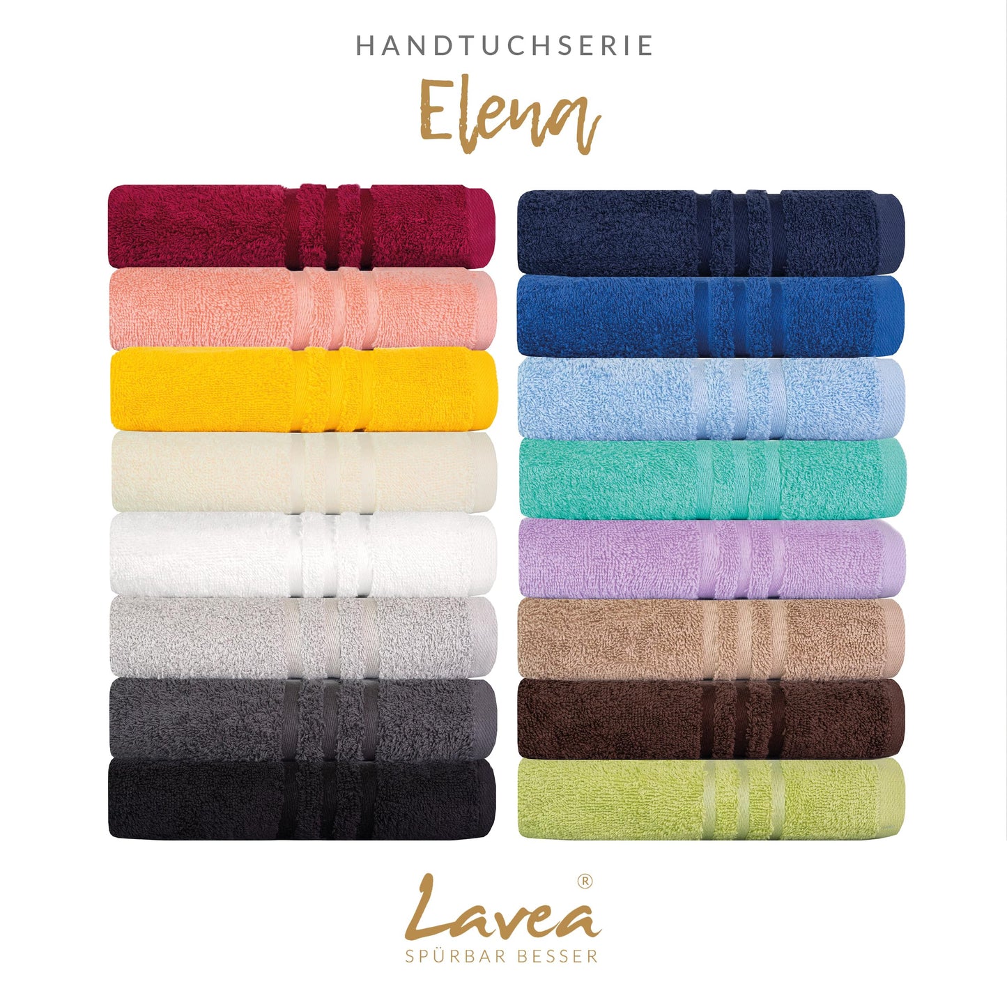 Lavea® Set of 4 hand towels, 50 x 100 cm, Elena Frottiererie, 100% cotton, terry bath towel, absorbent and soft, sports towel, washable at 60°C