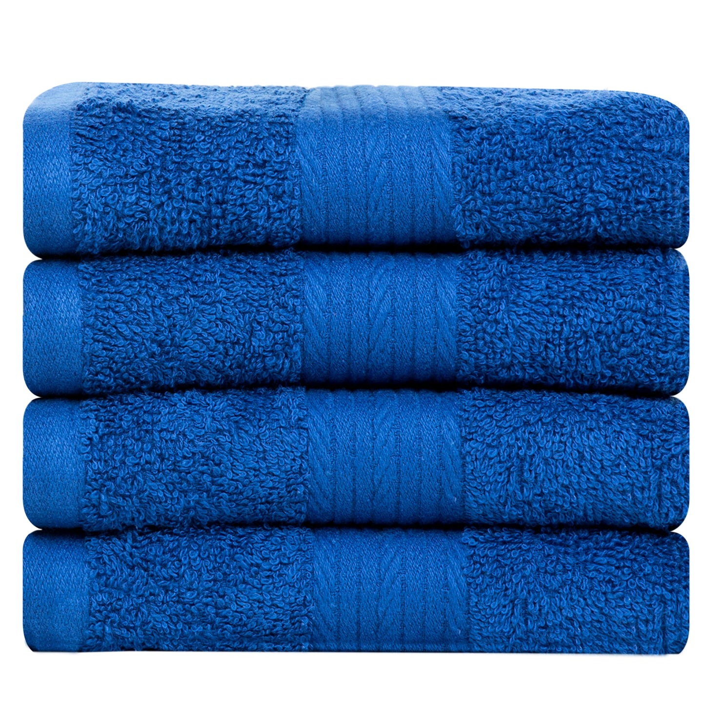 Ample Decor Cotton Washcloths Set 4, 30 X 30 cm, 100% Cotton Premium Quality Flannel Face Cloths, Highly Absorbent Fingertip Towels - Navy