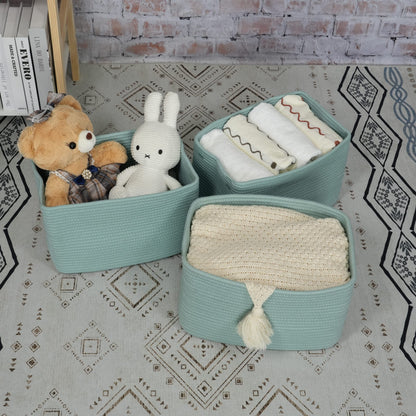 XUANGUO Cotton Rope storage Basket Bins Woven Basket for Organizing Shelves Closet Rectangle Decorative Baskets For storage Clothes Toys Books Towels