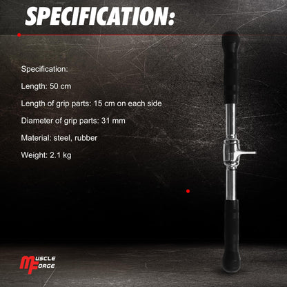MuscleForge? 50 cm & 12 Inch Straight Bar Cable Attachment for Tricep Pull Down & Cable Machines