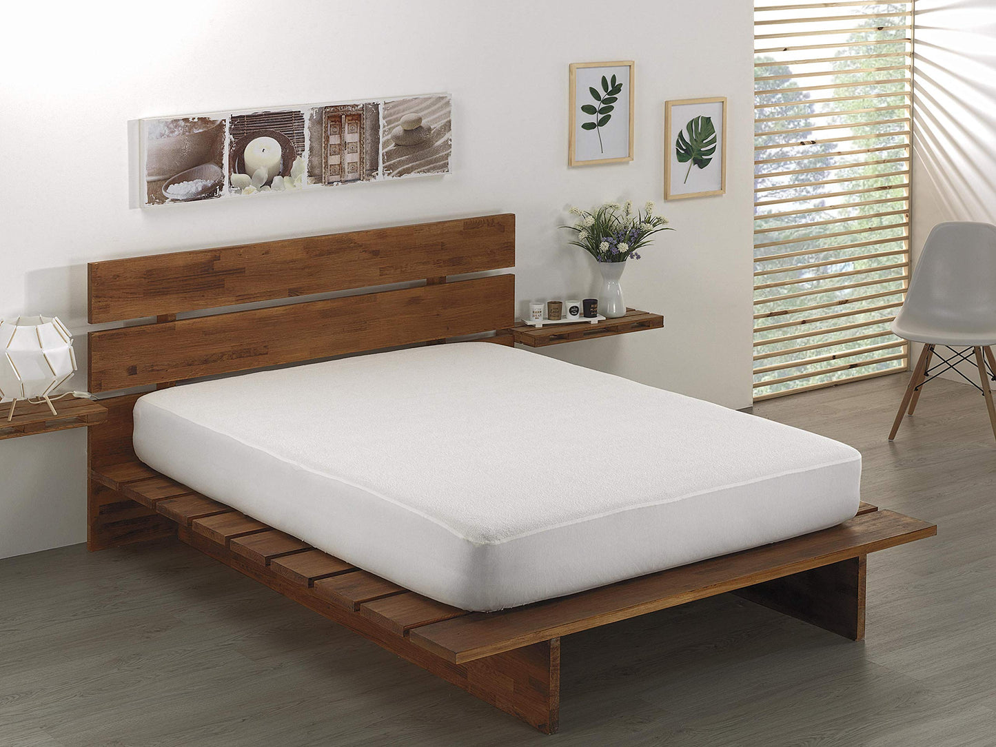 Todocama - Terry Mattress Protector, Adjustable, 100% Waterproof with Anti-Dust Mite Treatment, Made with Organic Cotton (Bed 120 x 190/200 cm)