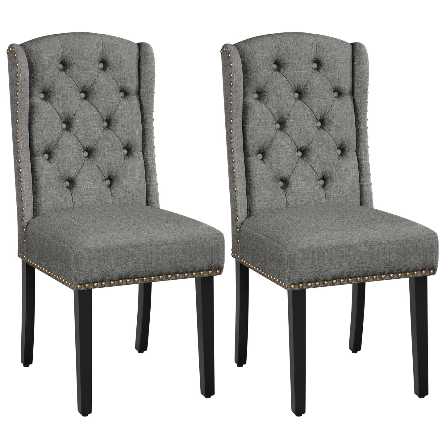 Yaheetech Classic Dining Room Chairs Set of 2 with Wooden Legs, Light Gray
