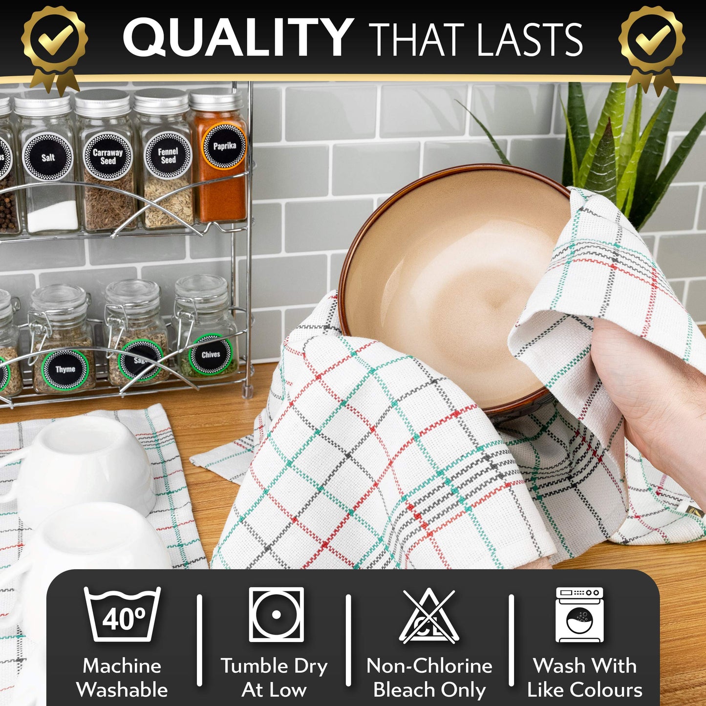 Mayfair Homeware Tea Towels Pack of 6 Pure Cotton Dish Cloths Super Absorbent and Fast Drying Kitchen Tea Towel 50x70 cm Tea Towels for Kitchen Set
