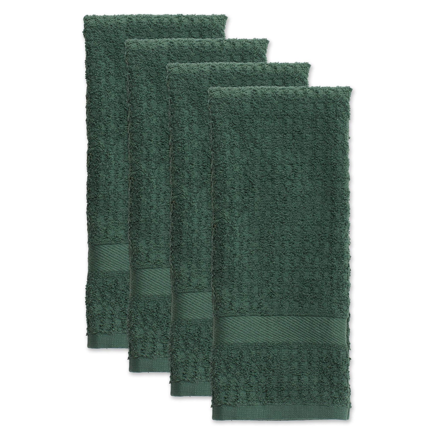 DII Basic Terry Collection Waffle Dishtowel Set, 15x26, Solid Dark Green, 4 Piece