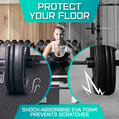 Yes4All M8RZ Interlocking Exercise Foam Mats with Border ? Interlocking Floor Mats for Gym Equipment ? Eva Interlocking Floor Tiles (Black)