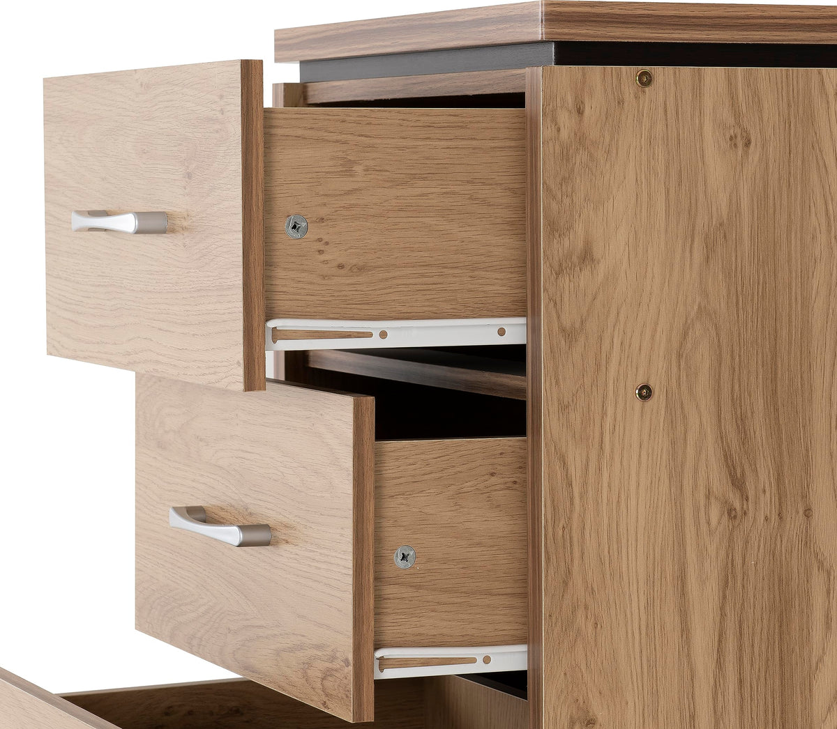 Seconique Charles 5 Drawer Narrow Chest in Oak Effect Veneer