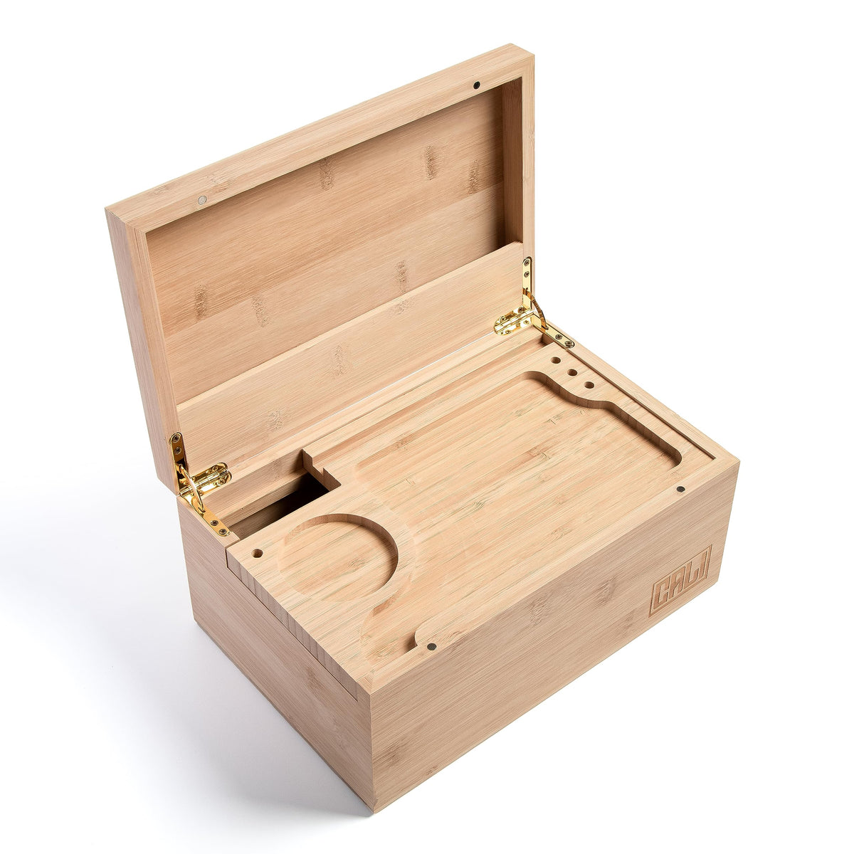 CALI Large Bamboo Stash Storage Box - 27cm x 13cm x 18cm Natural