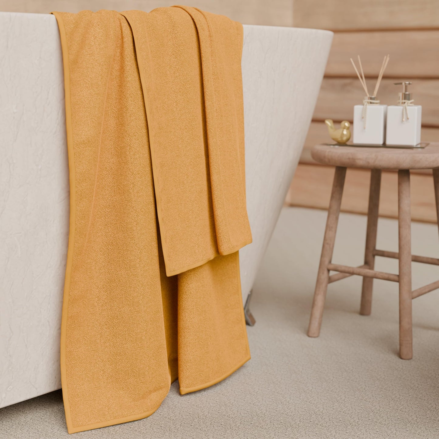 PETTI Artigiani Italiani - 100% Cotton Terry Bath Towels, 2+2 Towel Set, 4 Pieces 2 Face Towels and 2 Hand Towels, Orange Towels