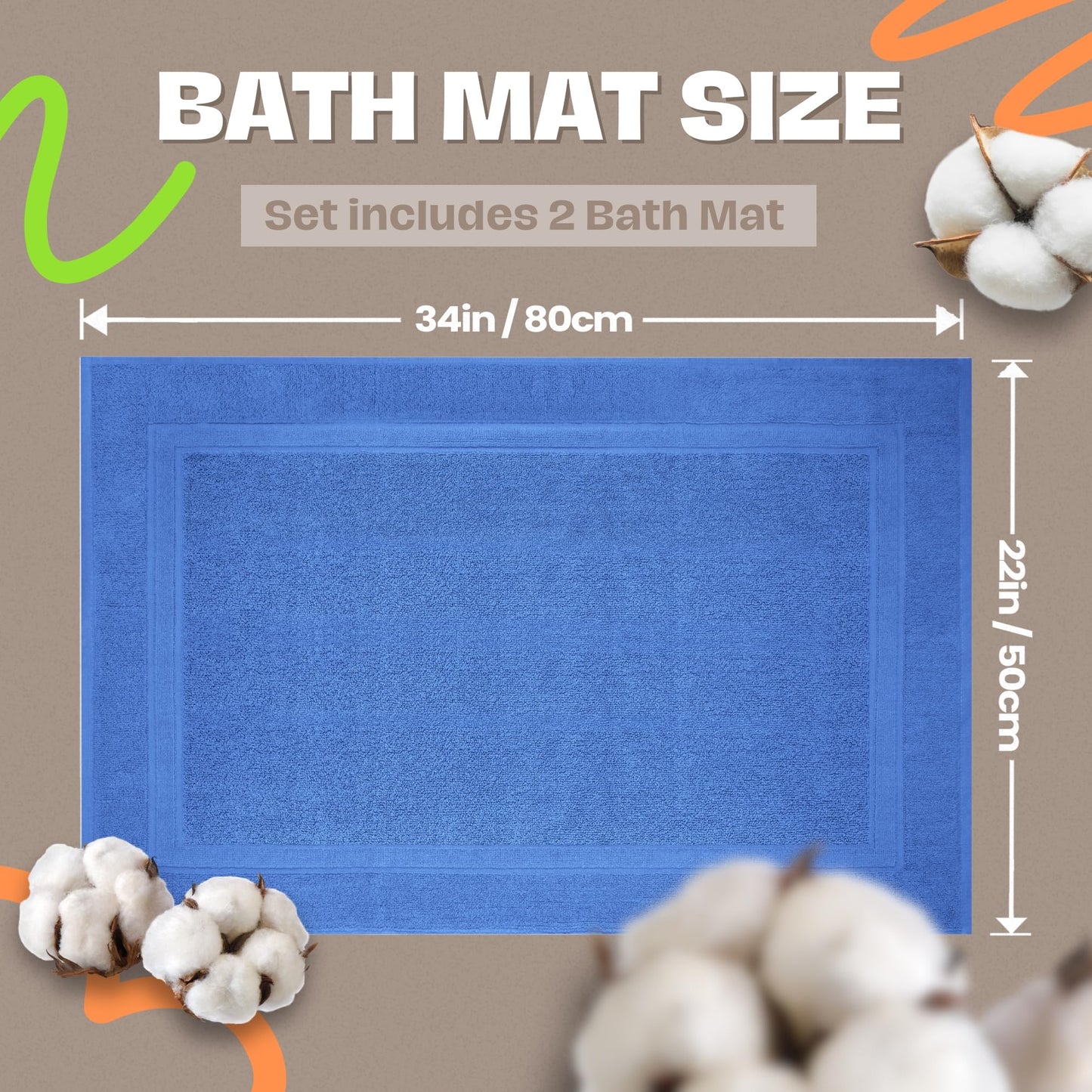 Infinitee Xclusives Cotton Bath Mat (86 x 55 cm) - Bathroom Mat - 2-Pack