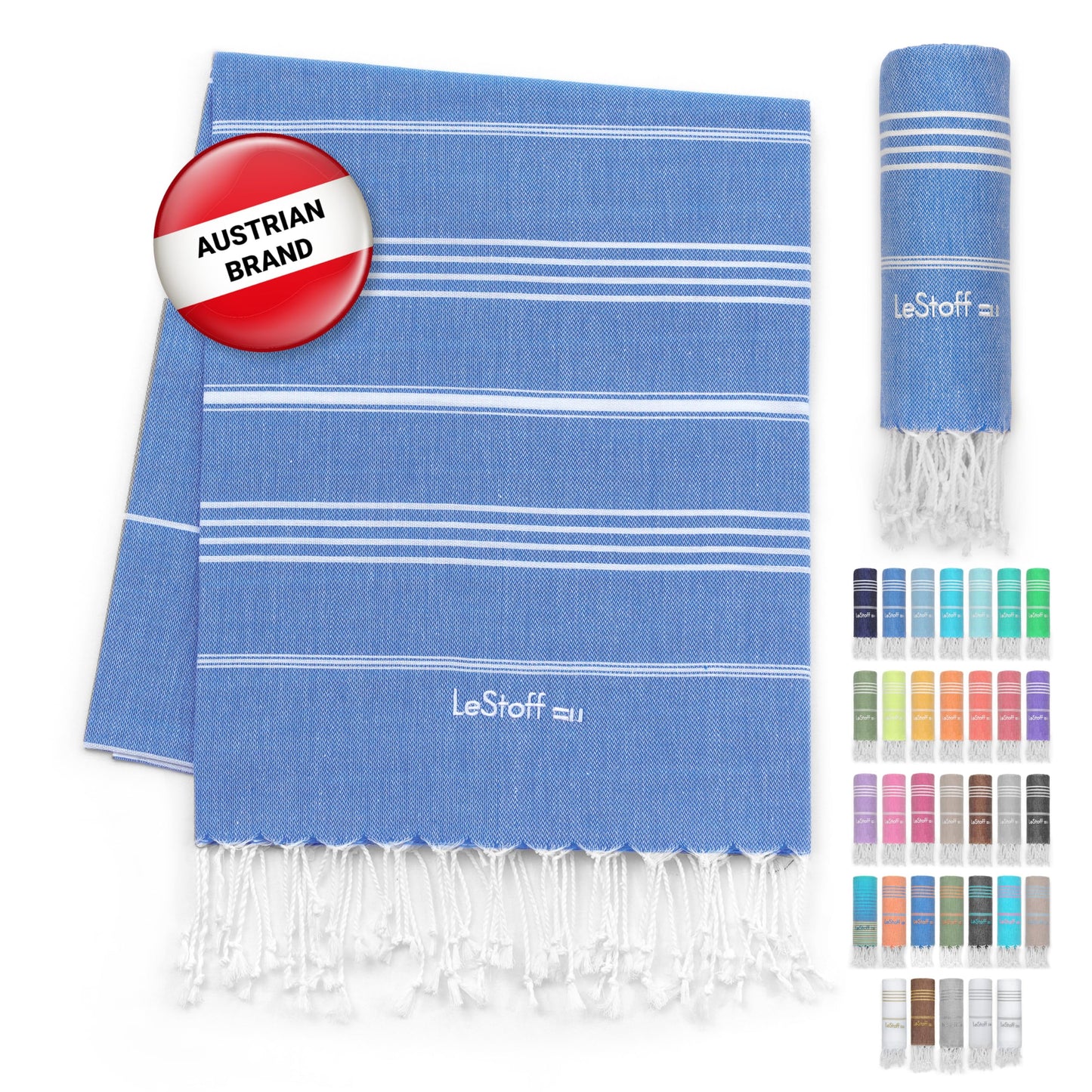 LeStoff Hammam Towel, Sauna Towel, 100% Organic Cotton, 95x180 cm, Sky Blue