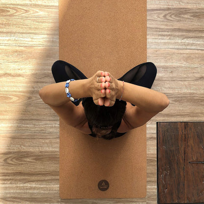 Yoga mat made of cork and rubber, 4mm thickness, environmentally friendly and non-slip materials, included durable yoga bag made of canvas