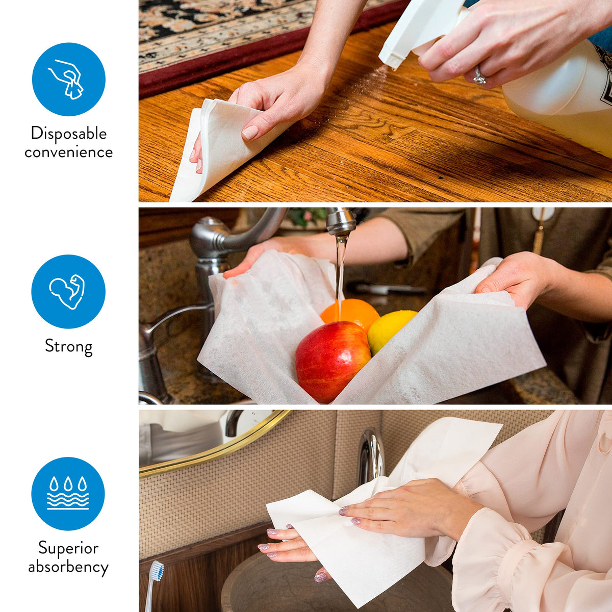 American Homestead Linen Feel Guest Towels Disposable Cloth Like Paper Hand Napkins Soft, Absorbent, Paper Hand Towels for Kitchen, Bathroom, Parties