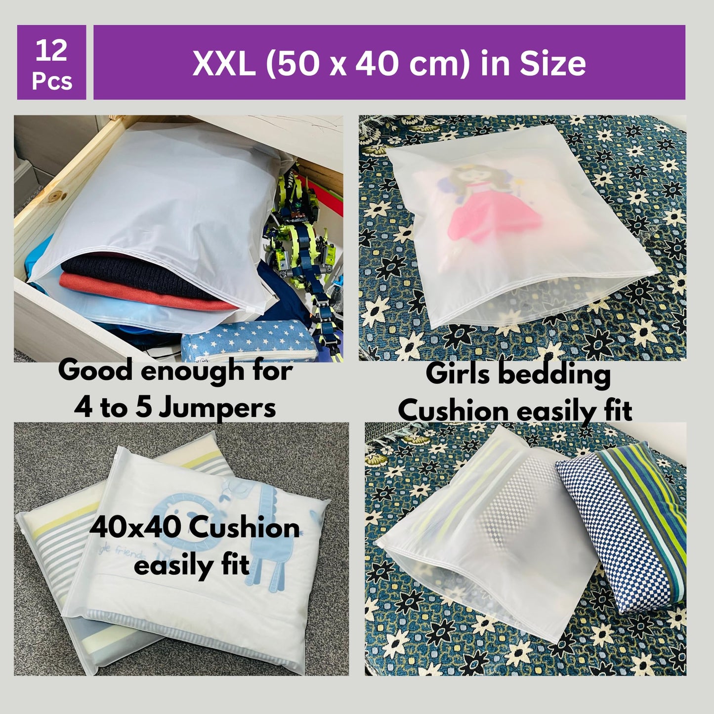 Moth Free Store & Protect Clothes Bags Ziplock Bags for Storage Hospital Maternity School Trips Wardrobe Waterproof Camping Travel Holidays Organiser