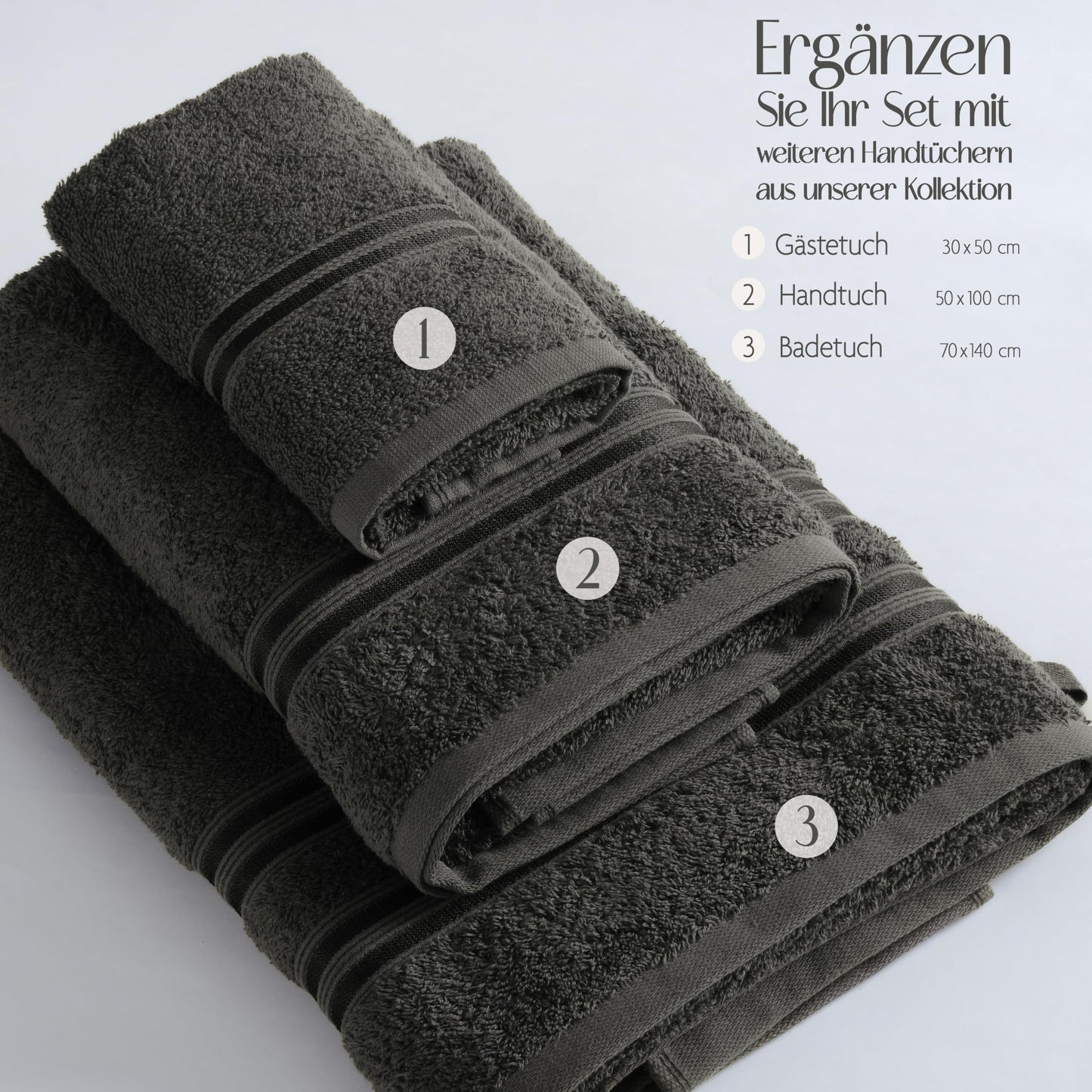 Hammetex Guest Towels Set of 5 30 x 50 cm 100% Cotton Terry Cloth