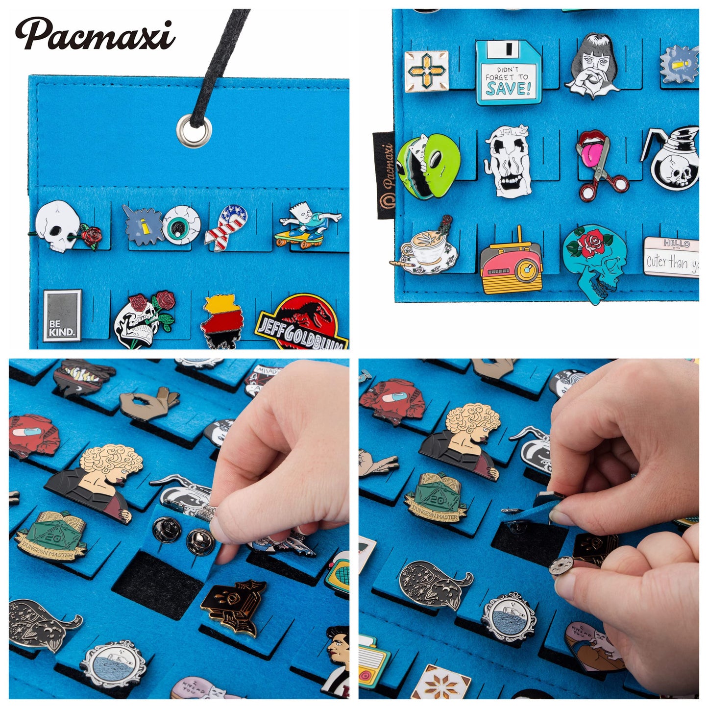 PACMAXI Hanging Brooch Pin Organizer, Display Pins Storage Case, Brooch Collection Storage Holder, Holds Up to 96 Pins.(Not Include Any Accessories)