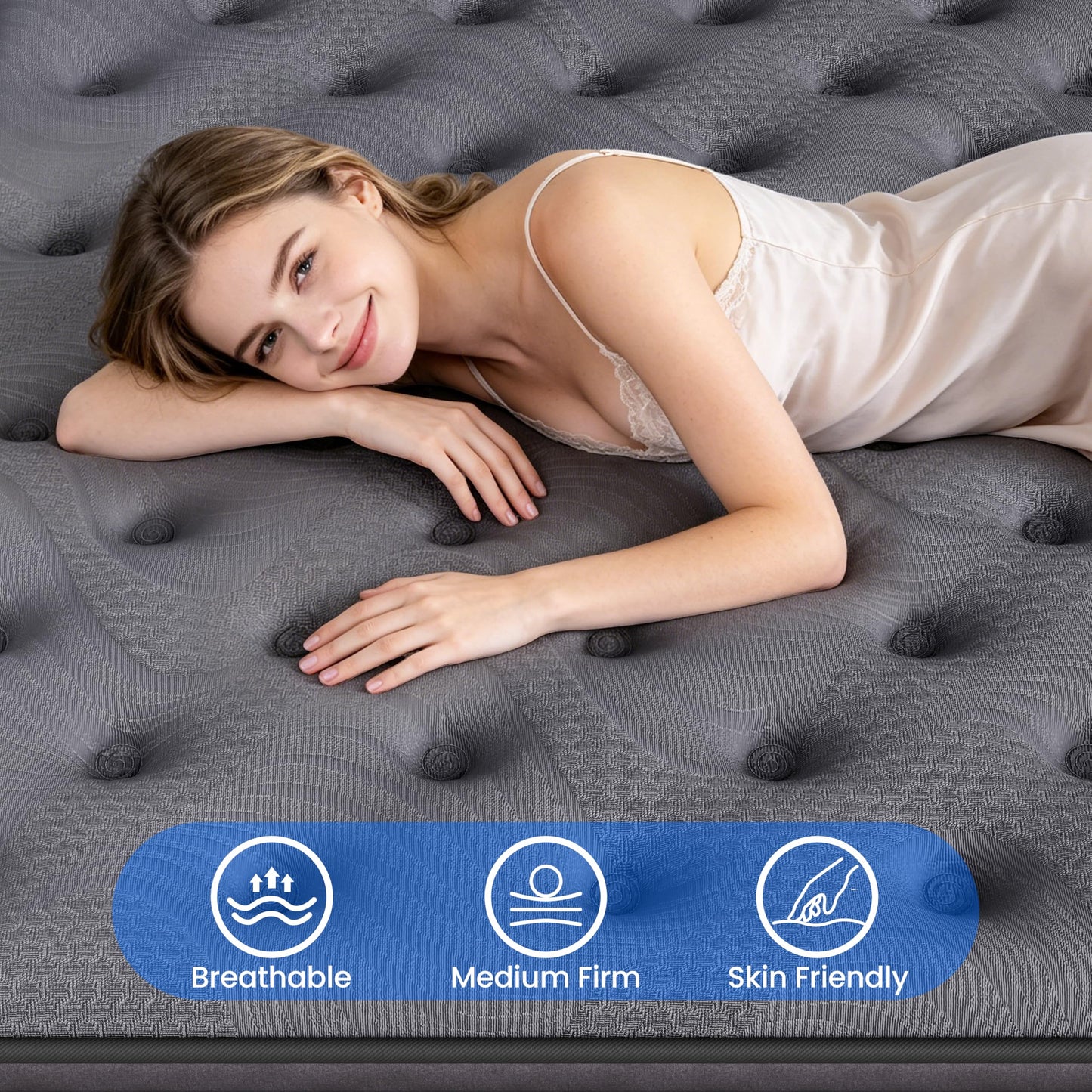MAAHshMallow Single Mattress 3FT (90x190x26cm), Orthopaedic Memory Foam Mattress, Medium Firm Pressure Relief Comfort, Breathable Cover