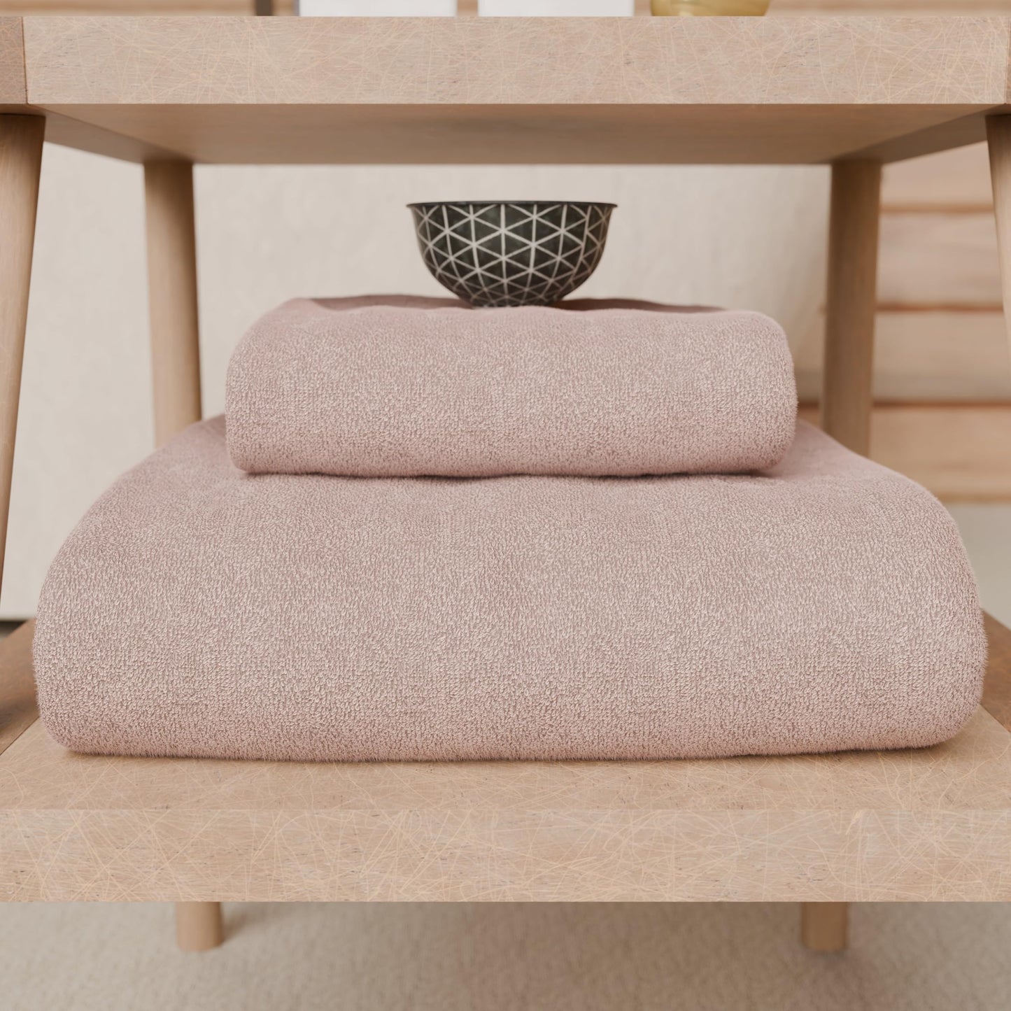 PETTI Artigiani Italiani - 100% Cotton Terry Bath Towels, 1+1 Towel Set, 2 Pieces 1 Face Towel and 1 Hand Towel, Powder Towels