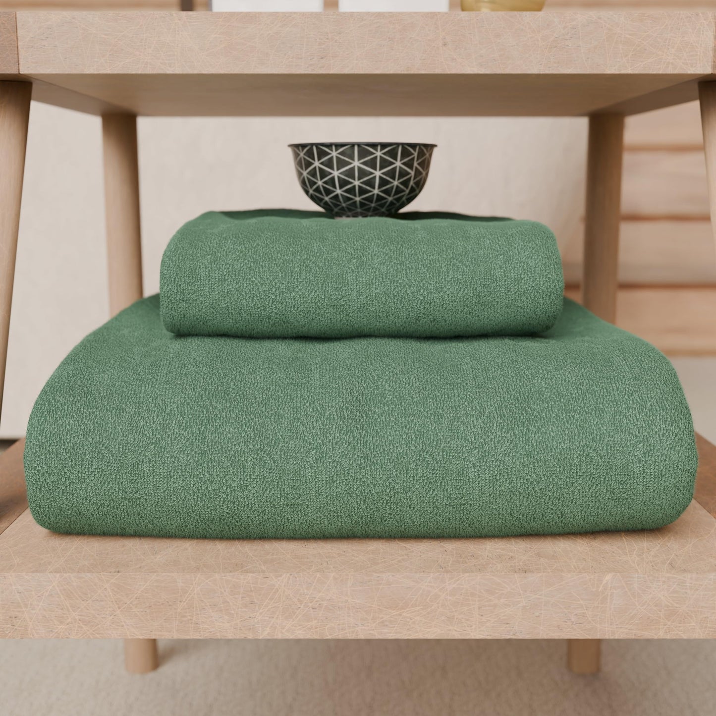 PETTI Artigiani Italiani - 100% Cotton Terry Bath Towels, 2+2 Towel Set, 4 Pieces 2 Face Towels and 2 Hand Towels, Sage Green Towels