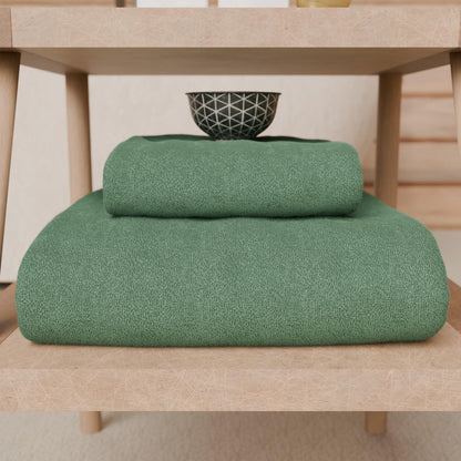 PETTI Artigiani Italiani - 100% Cotton Terry Bath Towels, 1+1 Towel Set, 2 Pieces 1 Face Towel and 1 Hand Towel, Sage Green Towels