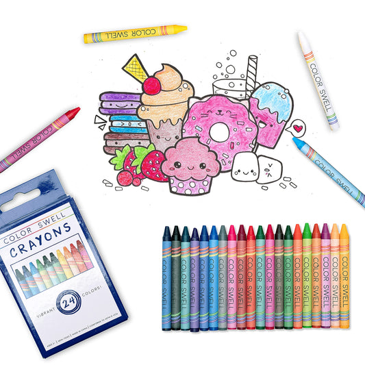 Color Swell Crayons Bulk Packs - 36 Boxes of 24 Vibrant Colored Crayons of Teacher Quality Durable Classroom Pack for Kids Students Party Favors